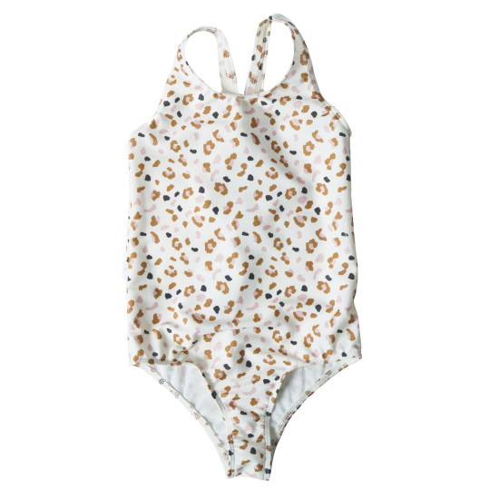 Dětské dívčí plavky s UPF 50+ Leopard béžový | Swim Essentials